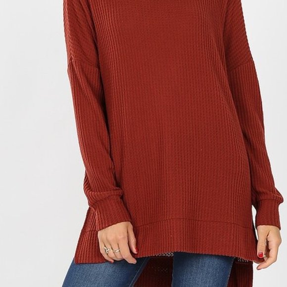 Lightweight rust color tunic length top - Picture 2 of 2